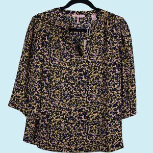 Scotch & Soda Top Women’s Large Multicolor Floral V-Neck 3/4 sleeves Blouse